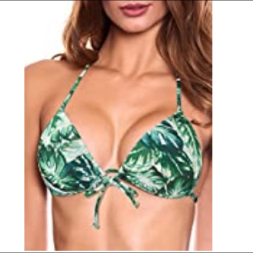 RELLECIGA Women's Tie Front Triangle Bikini Top